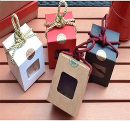 DHL 500pcs / lot 7 5 7 5 9cm Boîte de fenêtre en papier kraft boîte-cadeau miel confiture thé boîte de sucre brun Candy Boxes193q7827985