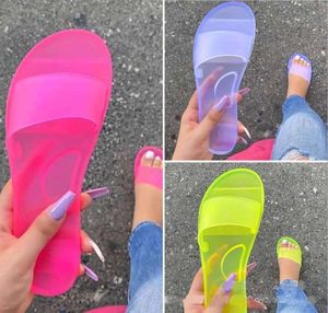 Dames Jelly Slippers Grote Maat Pu Ronde Teen Slipper met lage top en platte hak 5 kleuren