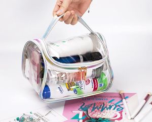 DHL 50pcs kits de toilette femmes PVC Transparent multifonctionnel étanche voyage plage sac cosmétique