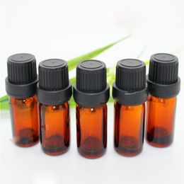 DHL gratis verzending 5 ml glazen druppelaar lege flessen amber 5 ml glas ejuice flessen etherische oliefles zwarte sabotage deksels voor veilige sellin urnb