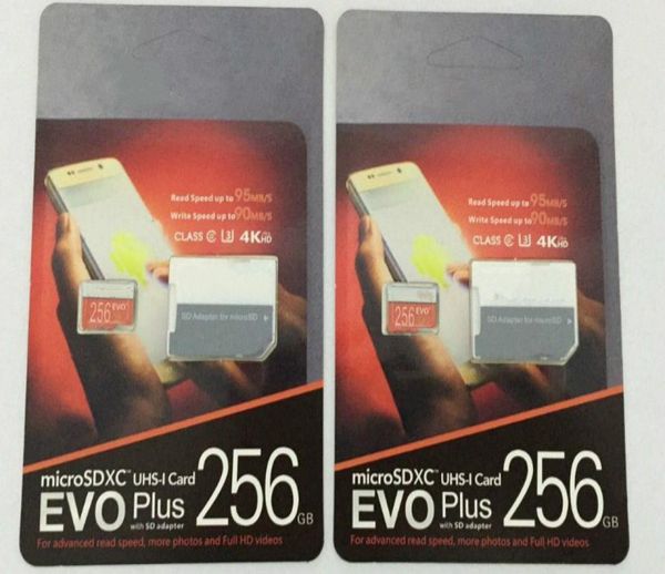 DHL 8GB32GB64GB128GB256GB EVO Plus carte micro sd U3smartphone carte TF C10tablette PC carte de stockage SDXC 95MBS8309691