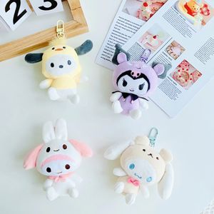 Gevulde dieren maat 10 cm pluche keychains Kuromi -serie pluche hanger als cadeau voor kinderen en vriend verkocht door set