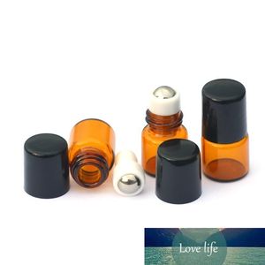 DHL AMBER Glas Lege 1ml Amber Roll Bottle Metal Ball Roller op Parfum Voorbeeld Etherische Olievloeistof Glazen Fles Gratis Verzending