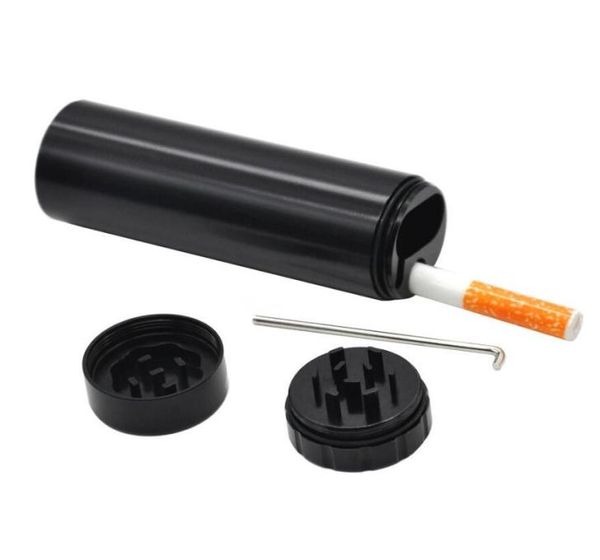 DHL Éjection automatique Dugout Grinder Aluminium Pocket Pocket Cigarette With Grinder Cigarette Byleder comprend un 55 mm en céramique H9005050