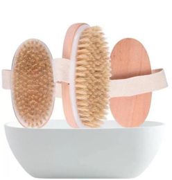 DHL Brosse de bain Peau sèche Corps Doux Poils naturels SPA La brosse en bois Bain Douche Brosse à poils SPA Brosses pour le corps sans poignée F06292038