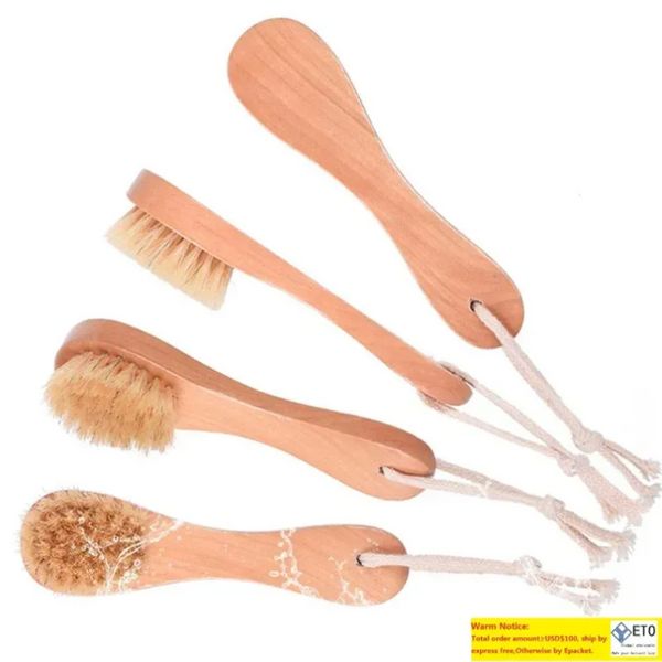 Brosse de bain DHL pour femmes hommes brosses de massage ovales manche en bois poils fins naturels avec corde suspendue JN10