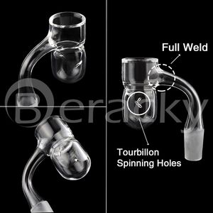 DHL!!! Beracky 25mmOD Pleine Soudure Bord Biseauté Fumer Quartz Banger Avec Auto - Spinner / Trous De Tourbillon Pare-éclaboussures Fond Rond Clous Sans Soudure Pour Verre Bongs Dab Rigs