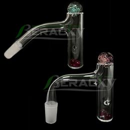 Dhl beracky full las roken afgeschuinde rand Quartz vingerbanger met 14mmod glas dichro marmeren robijn ruby ​​terp parels voor waterbongs dab olie rigs pijpen