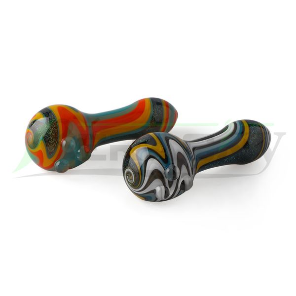 DHL Beracky EE. UU. Color Dichro Cuchara de vidrio Pipas para fumar Peluca Wag Stack Mano Bubbler Pipe Rainbow Swirl HandCrafted Heady Pipes para Dab Rigs Agua Bongs Tabaco Hierba seca