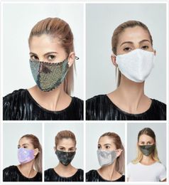 DHL Bling Bling Sequin Face Mask Outdoor Suncreen Anti Dust Brepwable Washable Reutilisable Facial Protection Boucle Couvrette 212135CM3574326