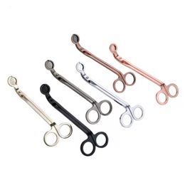 DHL Bougie Mèche Trimmer Ciseaux En Acier Inoxydable Garniture Mèche Cutter Éteignoir Tête Ronde 18cm Noir Rose Or Argent Rouge Bronze F1107