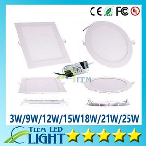 DHL CE LED PANEEL LICHT SMD 2835 3W 9W 12W 15W 18W 21W 25W 110-240V LED-plafonduitgespaarde Lamp SMD2835 Downlight + Driver