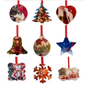 DHL décorations de noël Sublimation blanc bricolage pendentif de noël cloches de flocon de neige transfert de chaleur fournitures de fête 902