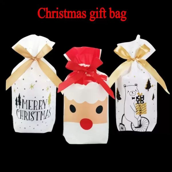 DHL Sacs d'emballage cadeau de Noël Sac à biscuits Cadeaux de Noël Santa Candy Emballage Décorations Cadeau de l'année