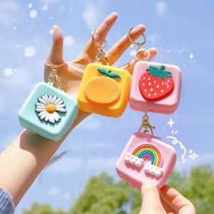 DHL Coin Portes Bag sleutelhangers Siliconen Wallet Key Chains ringen mode Dierkonijn Dais Daisy Flower Rainbow Strawberry Keyrings Accessoires Sieraden Geschenken Z 4.6