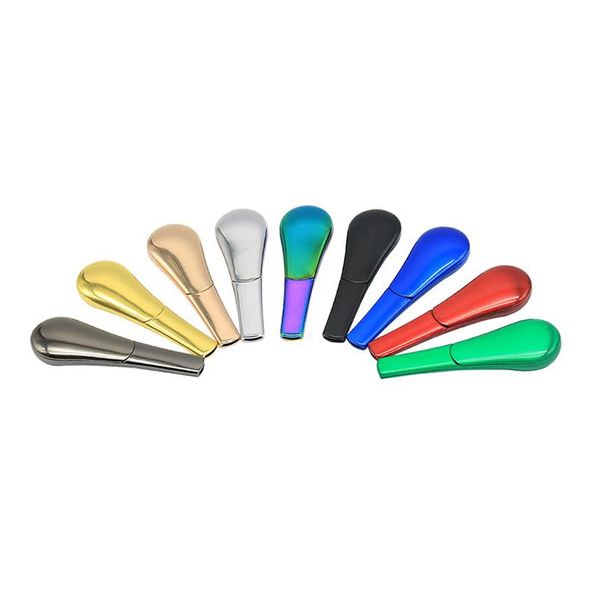 DHL Coloré Cuillère Fumer Pipe À Tabac Portable Creative Dry Herb Cigarette Ignescent Métal En Alliage De Zinc Bubblers Pipes Avec Aimant Magnétique