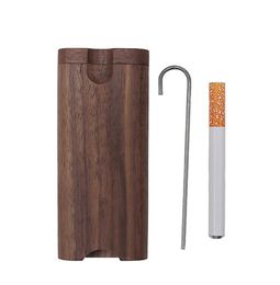 DHL COURNOT Hout Dogout Case Natuurlijke Handgemaakte Houten Dugout Met Keramische One Hitter Metalen Reinigingshaak Tabak Pijpen Draagbare