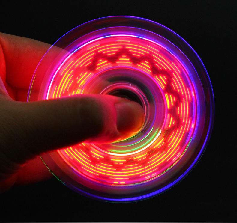 DHL Crystal LED descompresión fidget spinner pack tres hojas colorido luminoso juguete luminoso regalo de Navidad