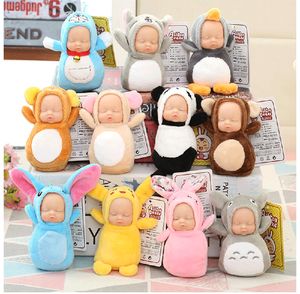 DHL lindos juguetes de peluche de Totoro con llavero Sleeping Baby Doll Llavero Anillos para mujeres Accesorios para bolsos Llavero de coche Pompom dolls juguete para niños