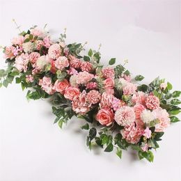 DHL Fleurs décoratives 50CM DIY Mariage Fleur Arrangement mural Fournitures Soie Pivoines Rose Artificielle Rangée Décor Fer Arch Toile de Fond253e