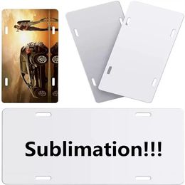 DHL Livraison 3 Tailles Sublimation Plaque D'immatriculation Décoration Blanc Blanc Panneau D'affichage En Aluminium Quatre Trous DIY Revêtement De Transfert De Chaleur Feuille Publicitaire