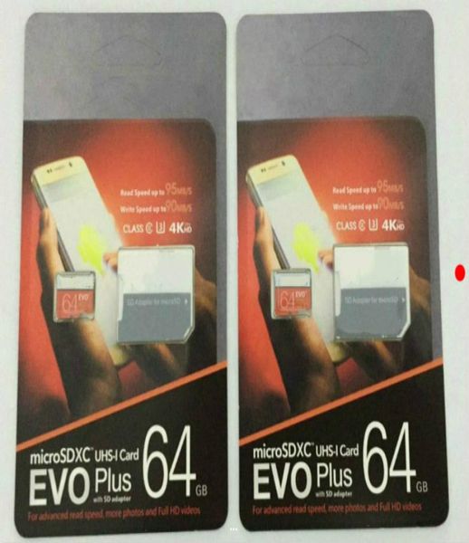 Livraison DHL 8 GB16GB32GB64GB128GB256GB ORIGINAL EVO Plus Micro SD Card U3SmartPhone TF Card C10TableT PC Card de stockage 95MB2768418
