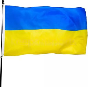 DHL DHL DHL Ukraine Drapeau 3ftx5ft Drapeaux nationaux ukrainiens Polyester avec œillets en laiton 90 * 150c