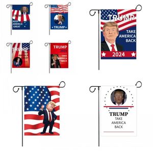 DHL dubbelzijdige 12x18 inch campagnetuinvlag Trump 2024 Decoratie Banner Neem Amerika terug
