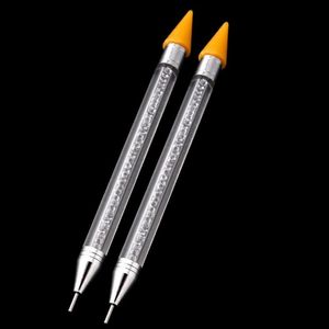 DHL Dual-Ended Potting Pen Rhinestone Studs Picker Wax Potlood Manicure Decoratie Crystal Kralen Handvat Nail Art Tool Pluma Punteadora