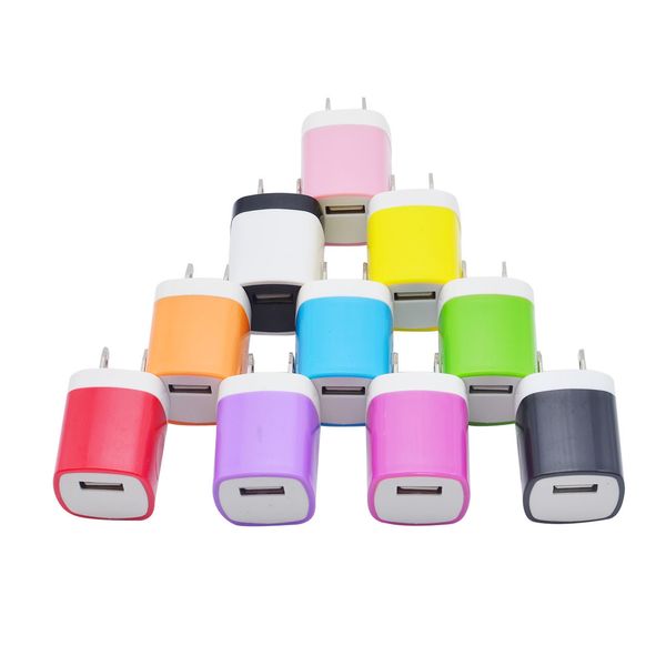 Charge rapide 5V 1A Chargeurs Colorful Home Plug USB Chargeur Adaptateur secteur pour Samsung S22 Xiao Iphone 14 13 MP3 GPS Adaptateur de chargeur de téléphone