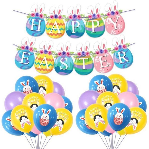 DHL Easter Flags Colorful Happy Easter Letter DIY Hanging Flag Home Party Decoraciones ss1223