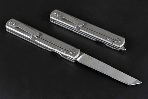 DHL Snel verzonden Kogellager Vouwmes D2 Satijn Tanto Blade TC4 Titanium Legering + Koolstofvezel Handvat EDC Pocket Messen GI