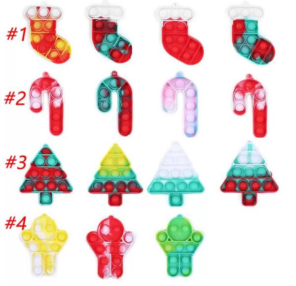 DHL Fidget Toys Christmas Dinger Bubble Discompression Silicone Press Candy Choques de bureau Jouet éducatif