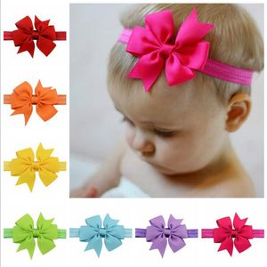 DHL libre 20 colores arcos del pelo del bebé 4 pulgadas cinta arco diademas para niñas niños accesorios para el cabello niños elástico Hairband princesa tocado