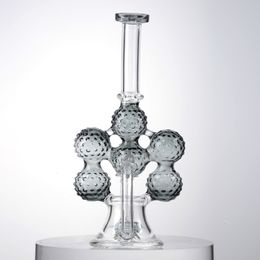 DHL Free 6 Ball Unique Hookahs Heady Glass Bongs Showerhead Perc Recycler Conduites D'eau 14mm Joint Oil Rigs Bong Avec Quartz Banger