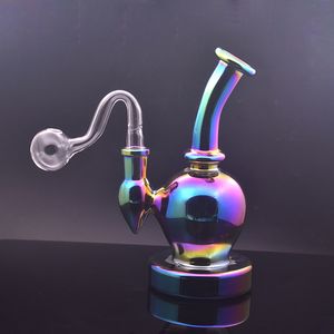 DHL gratuit 7 pouces verre brûleur à mazout Bong narguilés 14mm femelle huile Dab plate-forme arc-en-ciel épaisseur recycleur cendres receveur Bongs avec tuyau de brûleur à mazout en verre mâle prix le moins cher