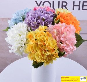 DHL gratuit Soie Artificielle Hortensia Grande Fleur Faux Bouquet De Fleurs De Mariage Blanc pour Centres De Table Décorations 19 couleurs GB800