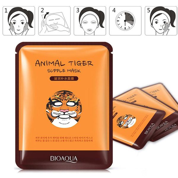 DHL gratuit BIOAQUA Tigre Panda Mouton Chien Forme Animal Masque Hydratant Contrôle De L'huile Hydratant Nourrissant Masques Pour Le Visage