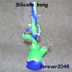 DHL gratuit coloré silicone Bong incassable silicone narguilé Shisha tuyau d'eau avec bol en verre pour Dab Rigs bongs herbe sèche