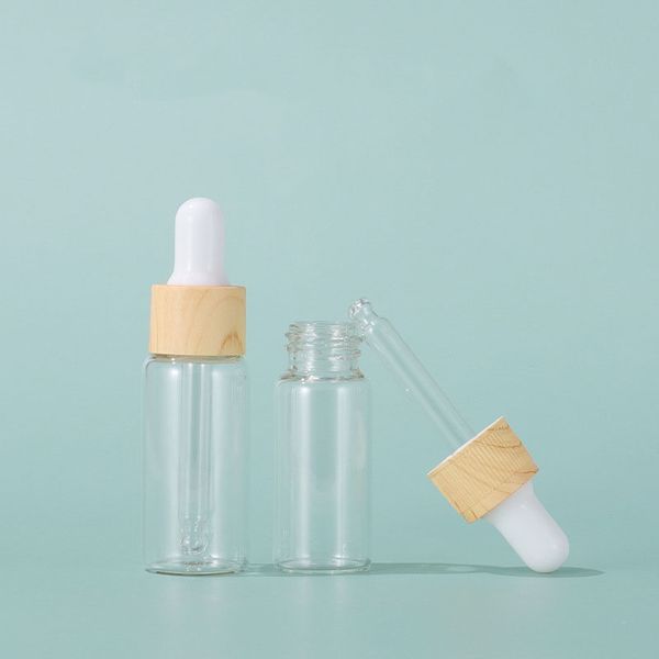 DHL libre vacío 10 ml botellas cuentagotas de vidrio transparente con pipeta cuentagotas de vidrio para aceites esenciales aromaterapia al por mayor