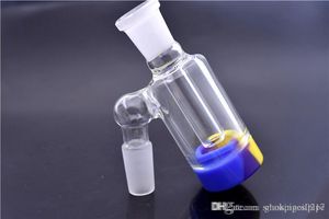 Dhl gratuit Glass Ash Catcher avec récipient en silicone pour bong en verre dab plate-forme pétrolière bong 14mm 18mm mâle verre cendrier bong prix le moins cher