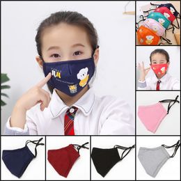 50pcs DHL enfants enfants dessin animé coton tissu PM2.5 lavable anti-brume masque anti-poussière masque non tissé tissu coloré masques en tissu