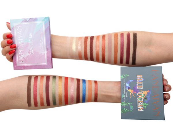 DHL gratuit Nouveau HANDAIYAN 12Colors Palette de fard à paupières Cosmétiques Matte Glitter Shimmer Eye Shadow Maquillage Donnez-le-moi et Blue Ocean