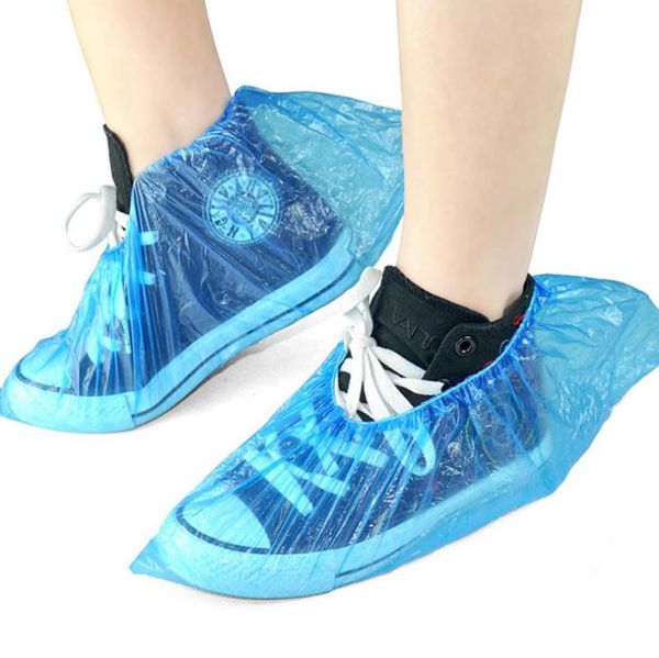 DHL gratuit en plastique imperméable jetable couvre-chaussures pluie jour tapis protecteur de sol bleu nettoyage chaussure couvre-chaussures pour la maison SN1606