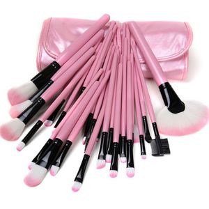 DHL Free Ship 32Pcs Juego de pinceles de maquillaje profesional rosa Juego de cepillos cosméticos Kit Tool + Roll Up Case 50pcs / lot