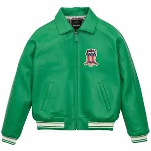 DHL libera la nave, vuelo de cuero de cordero genuino de los hombres Jakcet EE. UU. Tamaño Primavera Otoño Clásico Vintage Viaje diario Bomber Coat Z1VX #