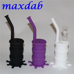 DHL Free Silicone Bong Water Pipe Plataforma petrolera de silicona Hookah Glass Fumar Bongs Pipes con accesorios de humo