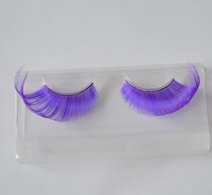 DHL Freefalse Cils Faux Purple Vert Faux Lashes pour Stage Festival Coloré 1Pair Long Faux Cils Maquillage des yeux Outils de beauté