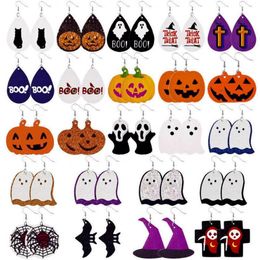 DHL Halloween Oorbellen Creatieve Pompoen Bat Ghost Skull Pailletten Print Simple Teardrop Earring Vintage Mode-sieraden Party Gift Decoratie