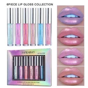 DHL Handaiyan Matte Zeemeermin Glitter Lipgloss Kit Set Langdurige Glanzende Pigmented Lip Gloss Shimmer Rose Lip Tint Waterdicht 30 sets / partij